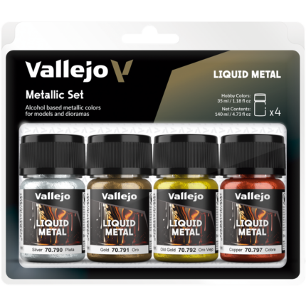 Set 4 Pinturas Liquid Metal Vallejo (70199)