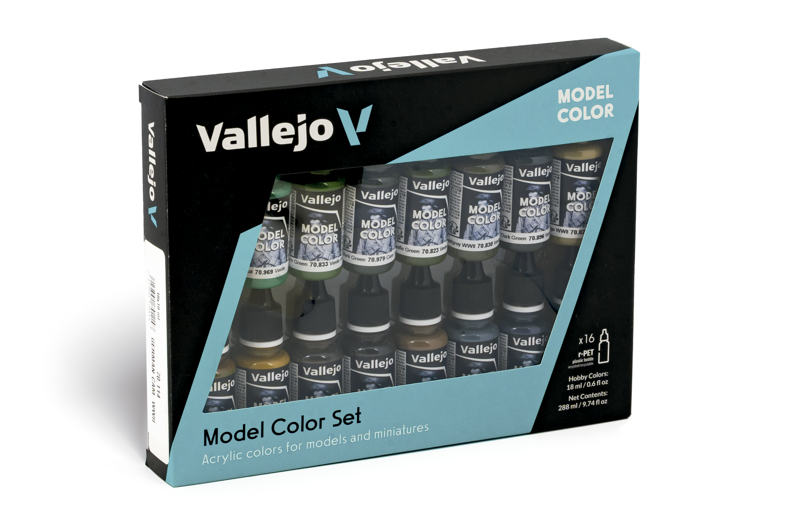 70114-German Camouflage WWII Set 16 Pinturas German WW2 Model Color Vallejo (70114) - Imagen 1