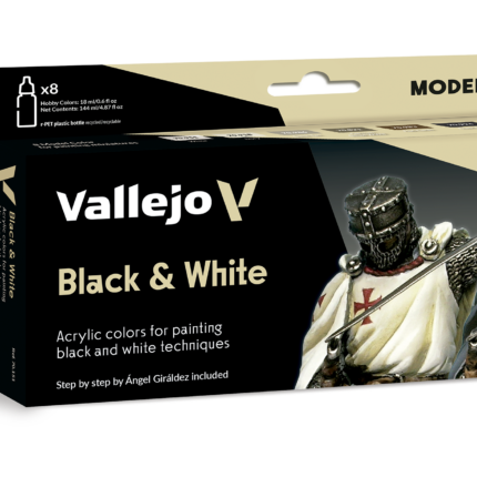 Set 8 Pinturas Black & White by Ángel Giráldez Model Color Vallejo (70151)